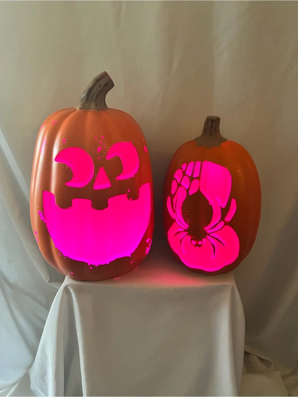 Seasons Halloween Light Up Pumpkin Set Jack O Lantern & Spider LED